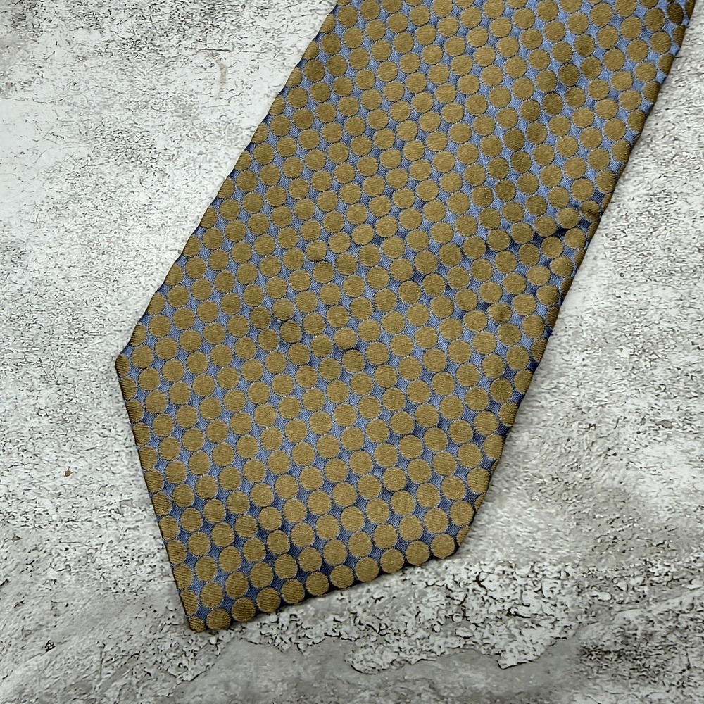 Banana Republic Silk Tie Mens One Size Gold Polka Dot Made In Italy Necktie